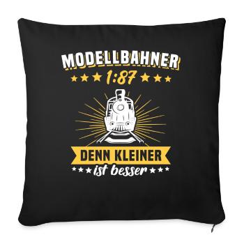 Modelleisenbahn Sprüche Eisenbahn Lok Spur H0 1:87 - Sofakissen mit Füllung 45 x 45 cm - Schwarz - Vorne