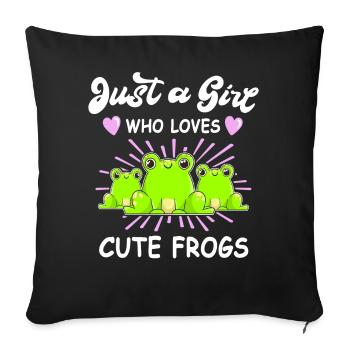 Frösche Mädchen Frosch Sprüche Girl Loves Frogs - Sofakissen mit Füllung 45 x 45 cm - Schwarz - Vorne