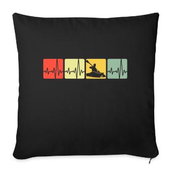 Kajak EKG Kajakfahrer Kajak Fahren Herzlinie - Sofakissen mit Füllung 45 x 45 cm - Schwarz - Vorne