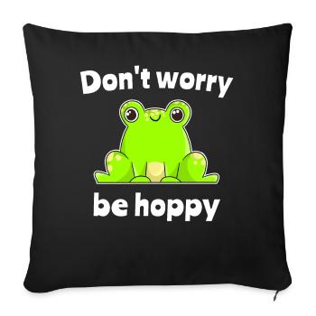 Lustiger Frosch Worry Hoppy Frogs - Sofakissen mit Füllung 45 x 45 cm - Schwarz - Vorne
