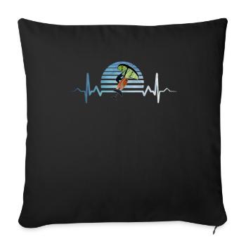 Wing Foiling Herzschlag EKG - Sofakissen mit Füllung 45 x 45 cm - Schwarz - Vorne