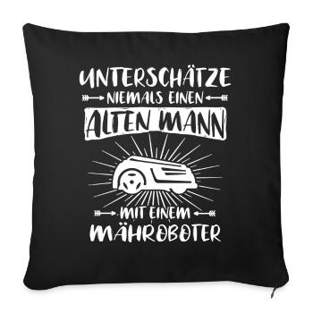Mähroboter Rasenroboter Rasenmäher - Sofakissen mit Füllung 45 x 45 cm - Schwarz - Vorne