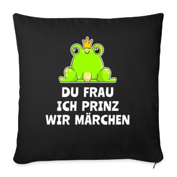 Frosch Prinz Märchen Froschkönig - Sofakissen mit Füllung 45 x 45 cm - Schwarz - Vorne
