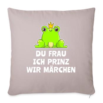 Frosch Prinz Märchen Froschkönig - Sofakissen mit Füllung 45 x 45 cm - helles Taupe - Vorne