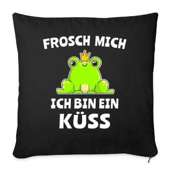 Frosch Prinz Küssen Frösche Märchenprinz - Sofakissen mit Füllung 45 x 45 cm - Schwarz - Vorne