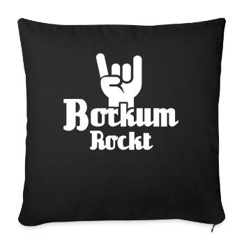 Borkum Rockt Nordseeinsel Rocker - Sofakissen mit Füllung 45 x 45 cm - Schwarz - Vorne