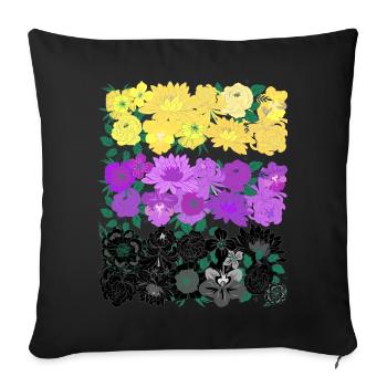 Non binary flower flag - Sofakissen mit Füllung 45 x 45 cm - Schwarz - Vorne