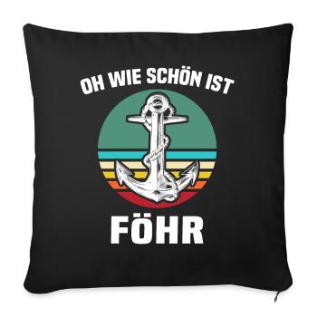 Föhr Nordseeinsel Anker Vintage Nordsee - Sofakissen mit Füllung 45 x 45 cm - Schwarz - Vorne
