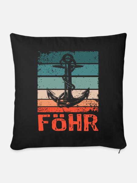 Föhr Motiv Nordsee Vintage Retro - Sofakissen mit Füllung 45 x 45 cm - Schwarz