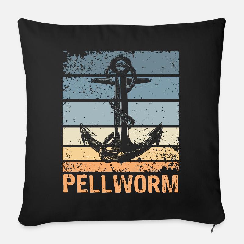 Pellworm Urlaub Nordsee Anker - Sofakissen mit Füllung 45 x 45 cm - Schwarz