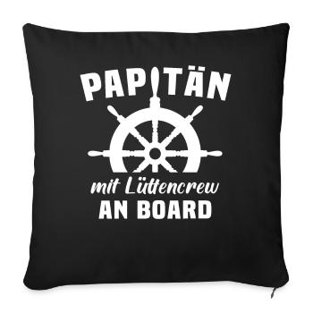 Papitän Papa Kapitän - Sofakissen mit Füllung 45 x 45 cm - Schwarz - Vorne