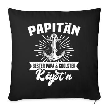 Papitän Papa Anker Käptn - Sofakissen mit Füllung 45 x 45 cm - Schwarz - Vorne