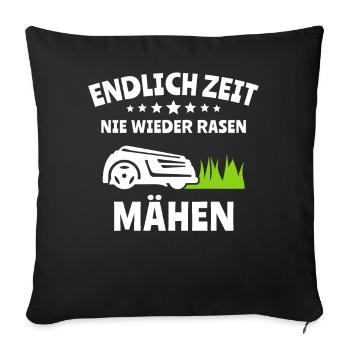Mähroboter Rasen Mähen - Sofakissen mit Füllung 45 x 45 cm - Schwarz - Vorne