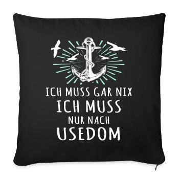 Usedom Urlaub Ostsee Insel - Sofakissen mit Füllung 45 x 45 cm - Schwarz - Vorne