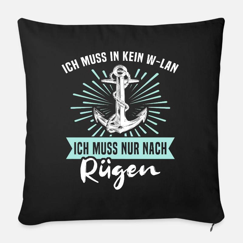 Rügen Ostsee Insel Sprüche - Sofakissen mit Füllung 45 x 45 cm - Schwarz
