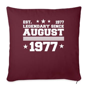 45. Geburtstag August Jahrgang 1977 Geschenkidee - Sofakissen mit Füllung 45 x 45 cm - Burgunderrot - Vorne