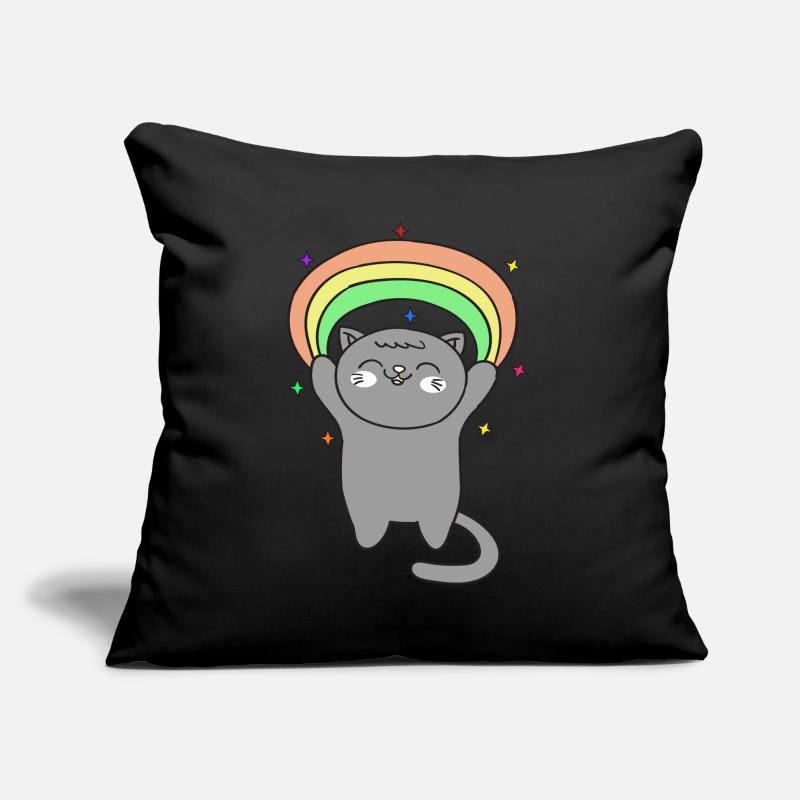 Chat mignon avec arc-en-ciel Coussin et housse de 45 x 45 cm