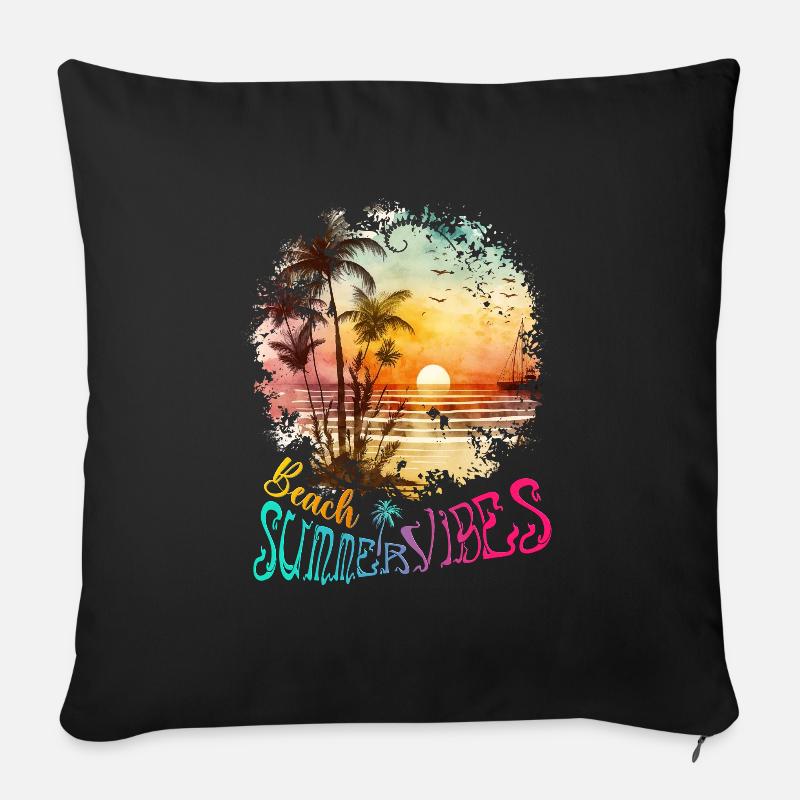 Beach Summer Vibes Surfer Geschenk - Sofakissen mit Füllung 45 x 45 cm - Schwarz