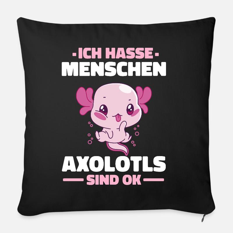 Axolotl Schwanzlurch Axolotls - Sofakissen mit Füllung 45 x 45 cm - Schwarz