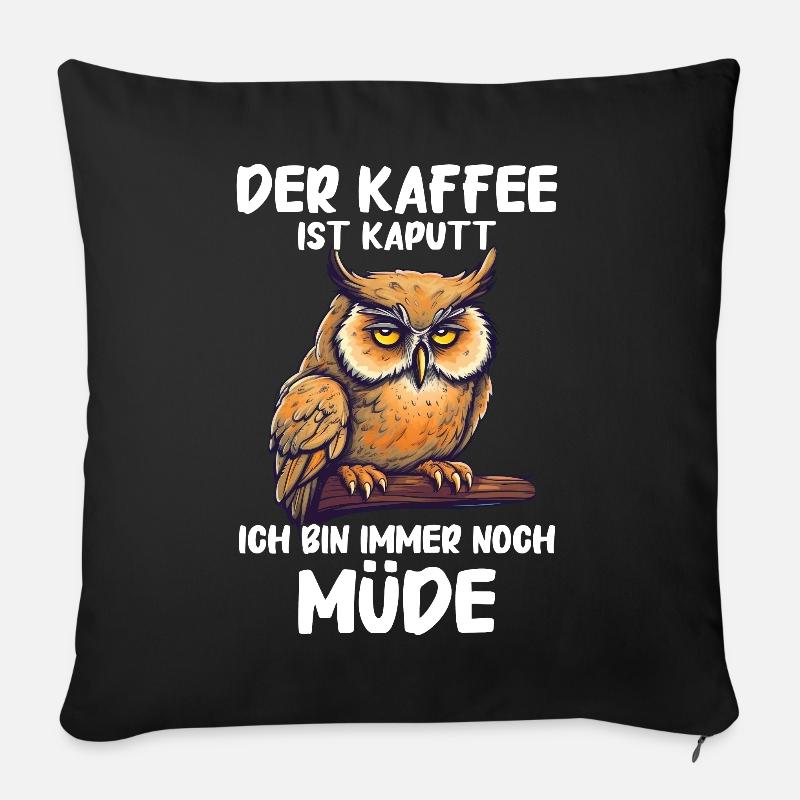 Nachteule Eule Eulen Vogel - Sofakissen mit Füllung 45 x 45 cm - Schwarz