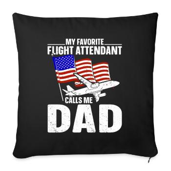 Flight Attendant Papa Stewardess Flight Attendant - Sofa pillow with filling 45cm x 45cm - black - Front