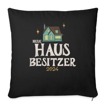 Hausbesitzer 2024 - Sofakissen mit Füllung 45 x 45 cm - Schwarz - Vorne