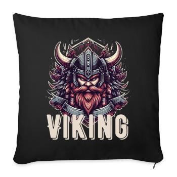 Berserker Viking Valhalla Guerrier nordique - Coussin et housse de 45 x 45 cm - noir - Devant