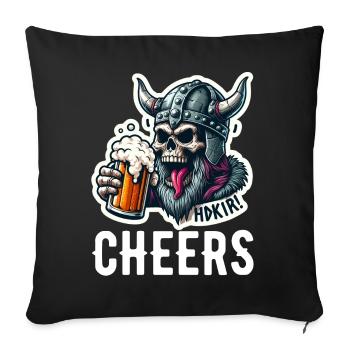 Viking bière acclamations crâne Odin guerrier - Coussin et housse de 45 x 45 cm - noir - Devant