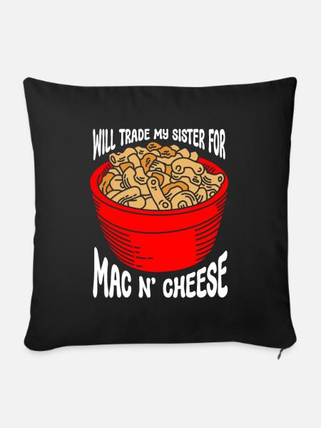 Mac And Cheese Makkaroni - Sofakissen mit Füllung 45 x 45 cm - Schwarz