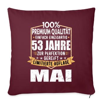 53rd Birthday May Vintage 1971 Gift Idea - Sofa pillow with filling 45cm x 45cm - burgundy - Front