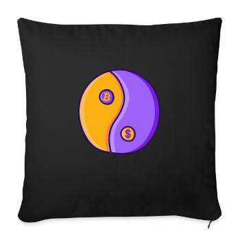 Bitcoin BTC Yin Yang Symbol - Sofakissen mit Füllung 45 x 45 cm - Schwarz - Vorne