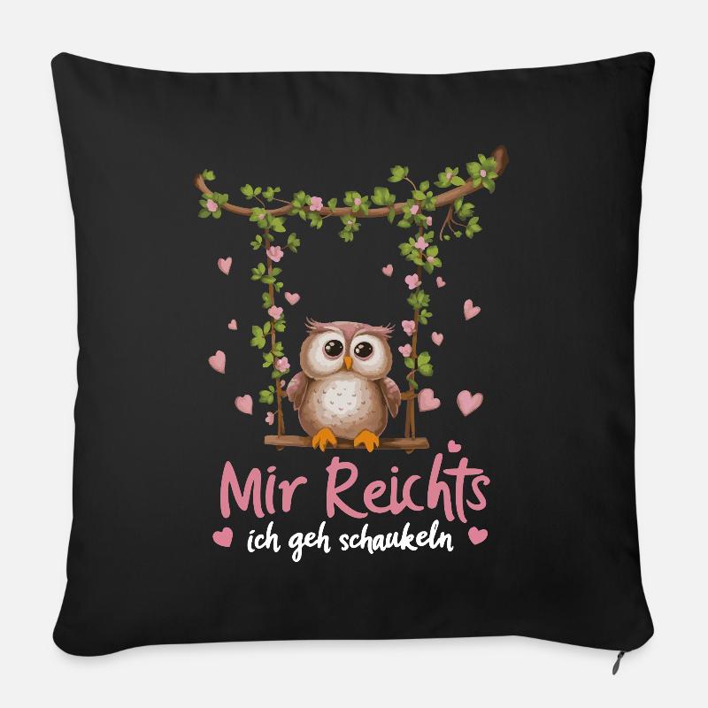 Nachteule Eule Eulen Vogel - Sofakissen mit Füllung 45 x 45 cm - Schwarz