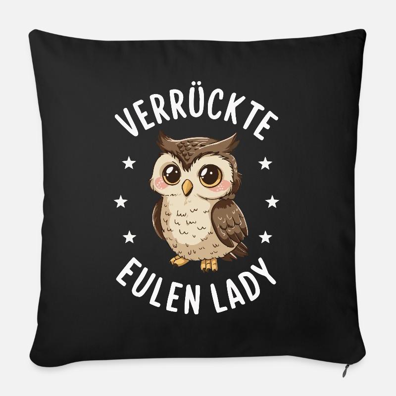 Nachteule Eule Eulen Vogel - Sofakissen mit Füllung 45 x 45 cm - Schwarz