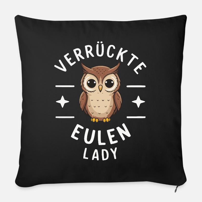 Nachteule Eule Eulen Vogel - Sofakissen mit Füllung 45 x 45 cm - Schwarz