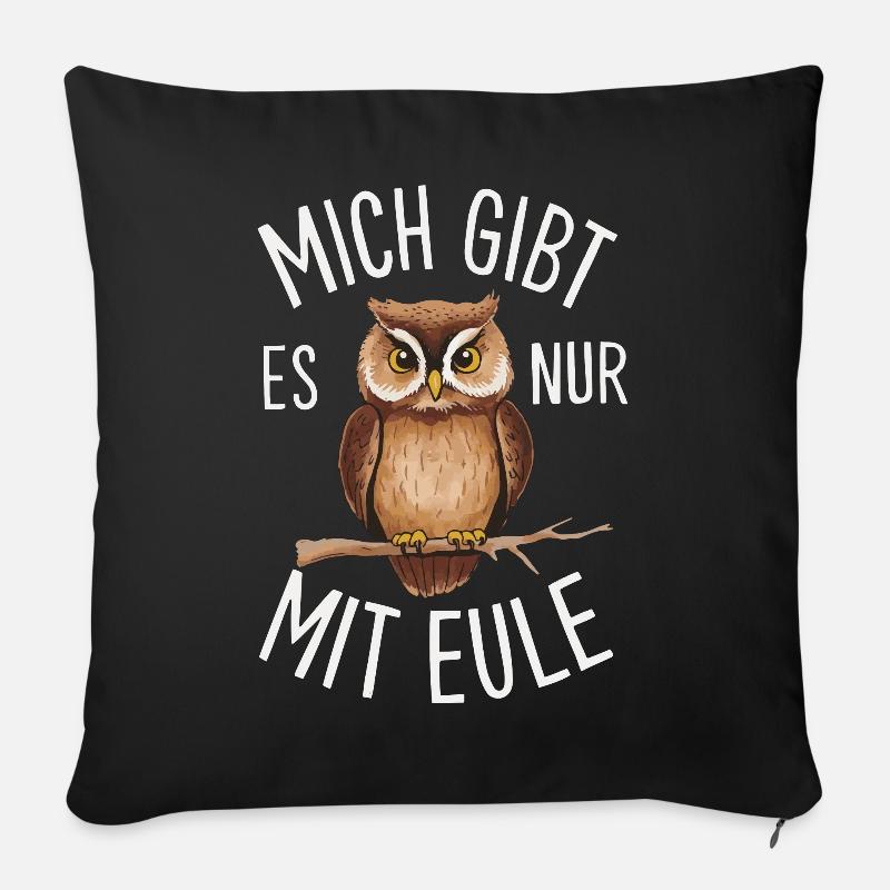 Nachteule Eule Eulen Vogel - Sofakissen mit Füllung 45 x 45 cm - Schwarz