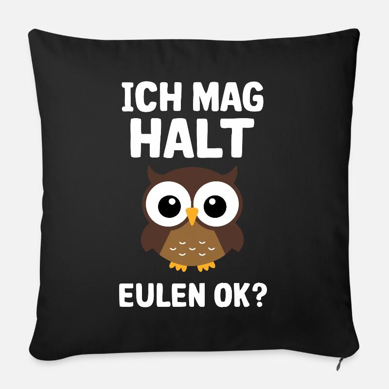 Nachteule Eule Eulen Vogel - Sofakissen mit Füllung 45 x 45 cm - Schwarz