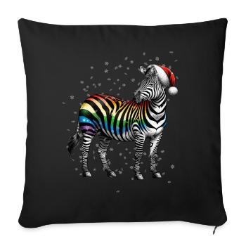 Rainbow Zebra with Santa Hat - Sofa pillow with filling 45cm x 45cm - black - Front