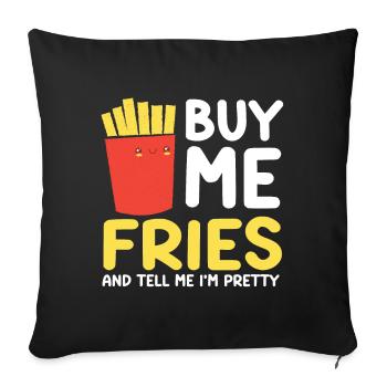 French Fries Food Pun Potato - Sofa pillow with filling 45cm x 45cm - black - Front