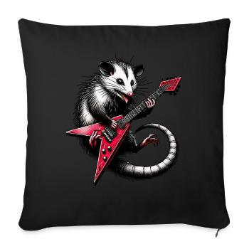 Opossum jouant de la guitare électrique - Coussin et housse de 45 x 45 cm - noir - Devant
