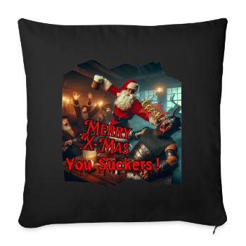 Merry Xmas Sucker Shirt - Sofa pillow with filling 45cm x 45cm - black - Front