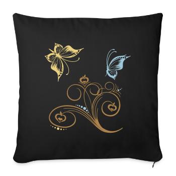 Ornament mit Schmetterling - Sofakissen mit Füllung 45 x 45 cm - Schwarz - Vorne