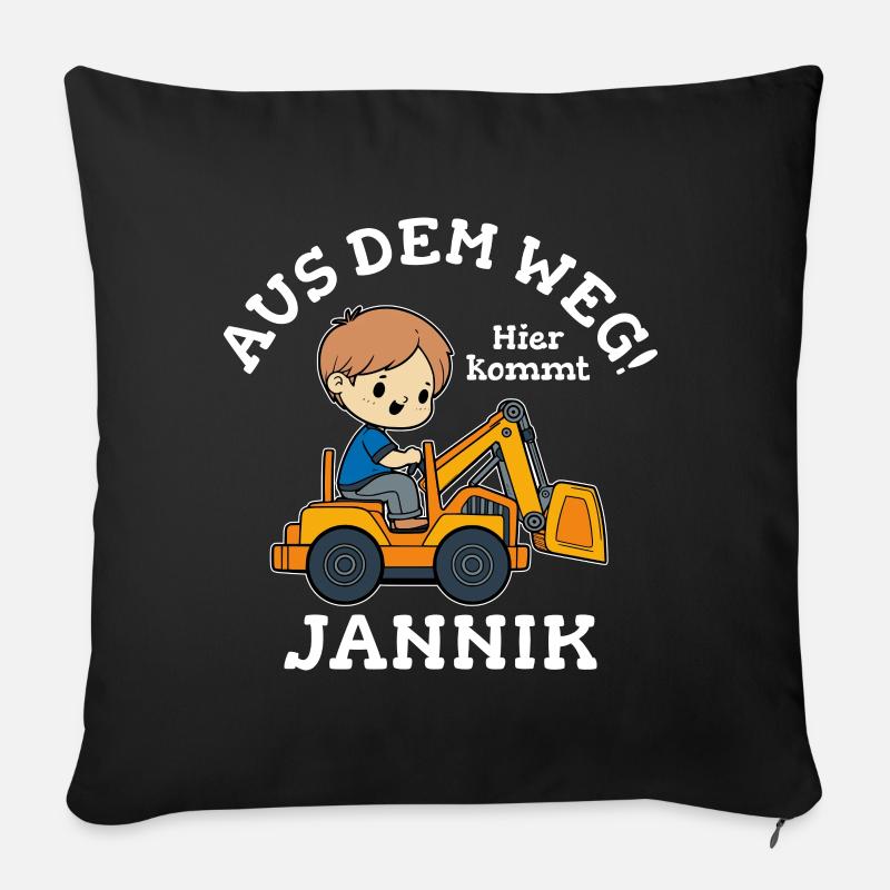 Jannik Vorname Bagger - Sofakissen mit Füllung 45 x 45 cm - Schwarz