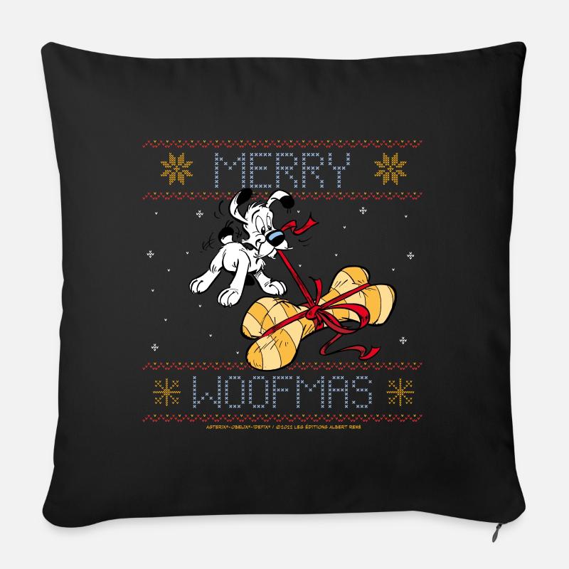 Asterix - Idefix Merry Christmas - Sofakissen mit Füllung 45 x 45 cm - Schwarz