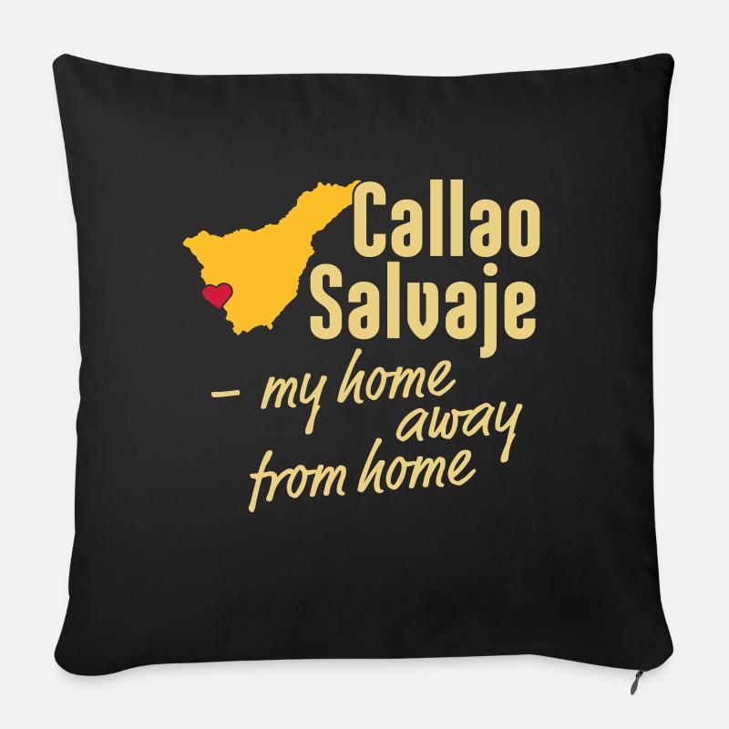 Callao Salvaje ma maison loin de chez moi - Coussin et housse de 45 x 45 cm - noir