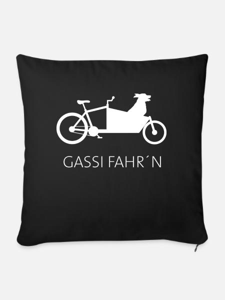 Lastenfahrrad Gassi Hund - Sofakissen mit Füllung 45 x 45 cm - Schwarz