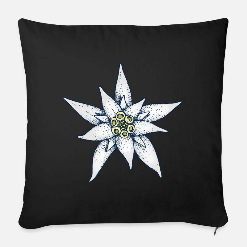 Edelweiß Alpenblume - Sofakissen mit Füllung 45 x 45 cm - Schwarz