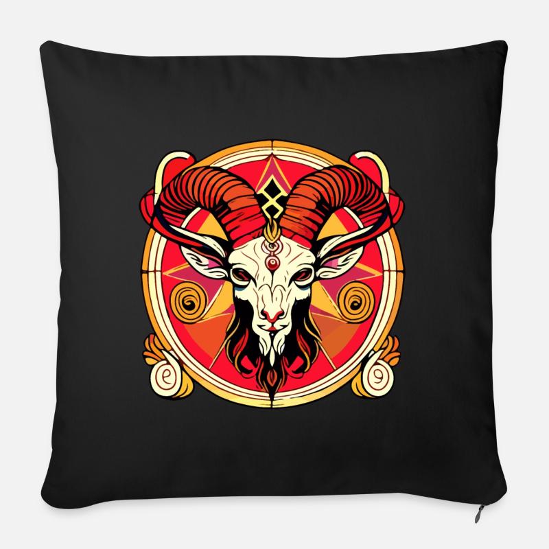 Baphomet - Lucifer - Diable - Satan - 666 - Coussin et housse de 45 x 45 cm - noir