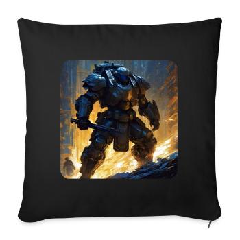Dark Cyborg Android Warrior - Sofa pillow with filling 45cm x 45cm - black - Front