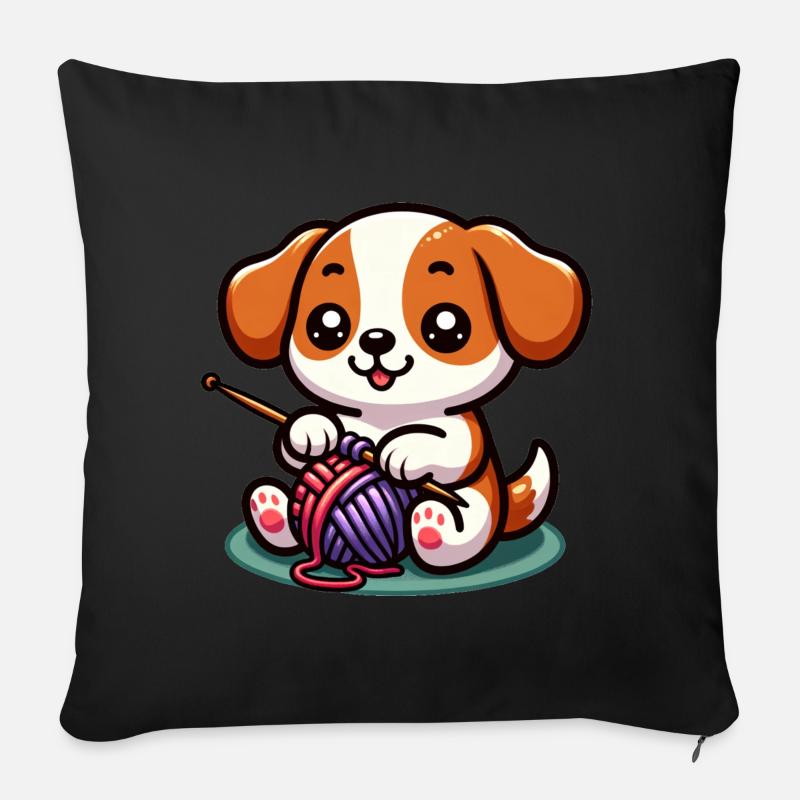 Chien tricot tricot chien pull Art - Coussin et housse de 45 x 45 cm - noir