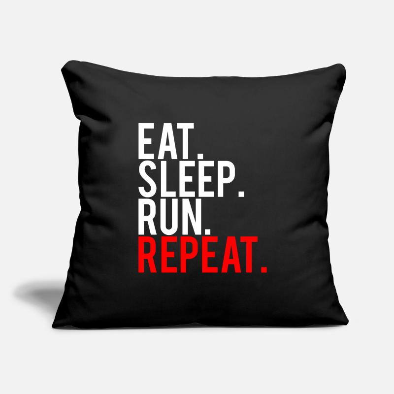 Eat Sleep Run Repeat Jogging Design Coussin et housse de 45 x 45 cm